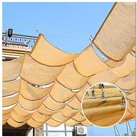 HHMAX Retractable Pergola Shade Cover- Slide On Wire Hung Canopy Replacement Shade Cloth- Wave Roof Canopy For Sunscreen Breathable Curtain Polyester, 56 Sizes (Color : Beige, Size : 1.4 * 4m)