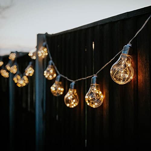 MiniSun | Battery Operated Outdoor LED Festoon Clear Fairy Lights | String Lights, Home Décor & Improvement Essential | Set of 20 | IP44 Rated