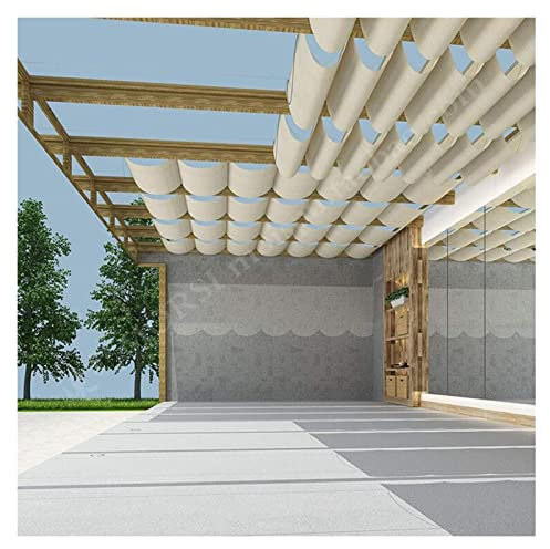 Liang Retractable Roof Shade Wave Canopy,Replacement Pergola Cover,Sunscreen Breathable Screen for Porch,Outdoor Awning Polyester (Color : Beige, Size : 1mx3m)
