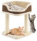 COSTWAY Petit Arbre à Chat Pas Cher 2 Poteaux en Sisal et Peluche Douce, Griffoir pour Chat,39x39x50cm pour Gratter Détendre Dormir, Montage Facile (Beige)
