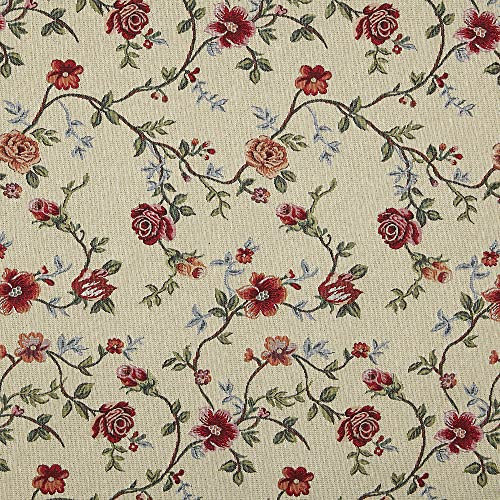 Kt KILOtela - Polsterstoff, Möbelstoff, Jacquard Gobelin, Dekostoff, Modische Accessoires, Tischdecke, Vorhang, oder Dekoartikel, 100 cm Länge x 280 cm Breite, Rosal, Rot, Blau - 1 Meter