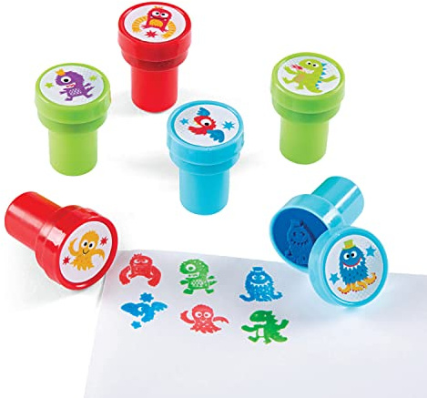 cama24com Kinderstempel lustige Monster in 6 verschiedenen Motiven 6 Stück mit Palandi® Sticker