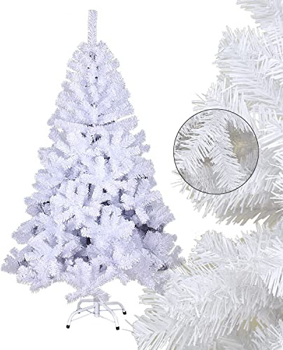 Tubiaz Albero di Natale artificiale, 180 cm, con 650 punte, abete con montaggio rapido, con supporto, decorazione natalizia, difficilmente infiammabile, bianco