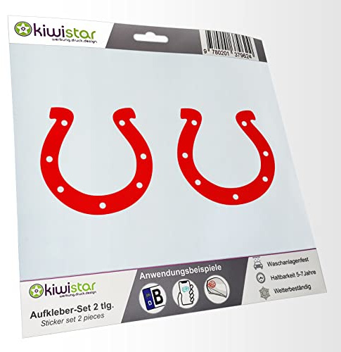- 2X Kennzeichenaufkleber -Hufeisen - Glücksbringer Aufkleber für Auto, Laptop, Fahrrad, LKW, Motorrad Mehrfarbig JDM Decal Racing