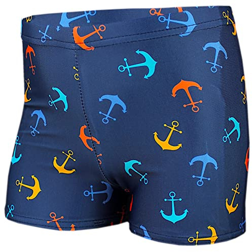 Aquarti Jungen Badehose mit Motiv, Anker Orange Blau/Dunkelblau, 134