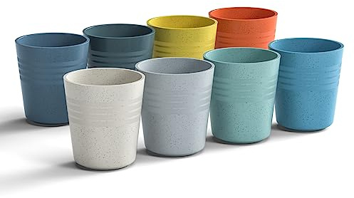 Homestockplus 8 Oz Wheat Straw Drinking Cups, [Set of 8] Small Plastic Cups Reusable, BPA Free Unbreakable Water Cups for Kitchen and Dining,Dishwasher and Microwave Safe