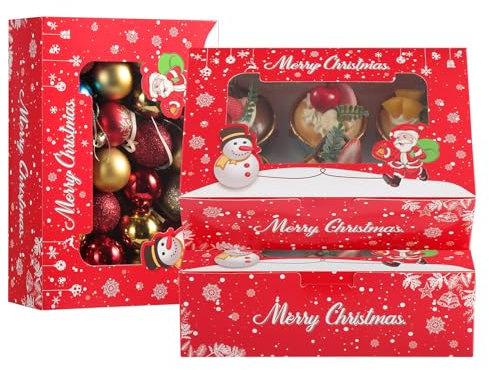TsunNee 20PCS Christmas Muffin Boxes Cupcake Box 6 Hole Cupcake Carrier Cake Box with Insert, Xmas Treat Box Gift Box, Christmas Cookies Gift Baking Box for Pastries Brownies Donuts Party Supply