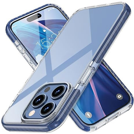 MATEPROX Clear Case for iPhone 15 Pro Cases Ultra Slim Crystal Transparent Protective Cover Anti-Yellow Shockproof Bumper Cases for iPhone 15 Pro 6.1'' 2023-Blue