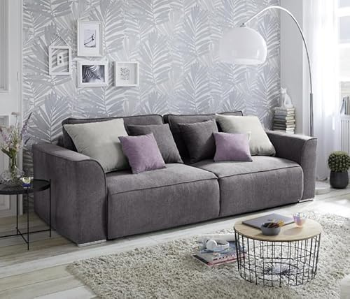 New Velour Fabric 3 Seater Sofa Bed With Storage - 'Milo' - Sleeper Sofa With Free Assembly & Delivery. (Grey - Kronos 22)