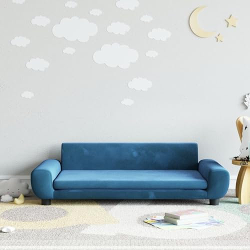 Homgoday Kindersofa Kindercouch Msinisofa Kindersessel Kindersofa Sofa Sessel Sitzmöbel Kinder Sofa für Kinderzimmer Kindermöbel Blau 100x54x33 cm Samt