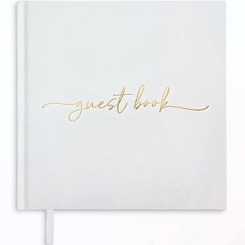 Plantvibes Premium Wedding Guest Book - 72 Pages Premium Paper, Thick Paper, It Does Not Press, Vintage Style, with Golden Title - Ideal for Weddings, Anniversaries, Birthdays, Christenings