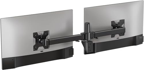 WALI Soporte de Pared para Monitor Dual de 17 a 38 Pulgadas, Brazo ultraancho para 2 monitores, Soporte de Pared Giratorio e inclinable para Ordenador con Orificios de Montaje de 75 x 75/100 x 100 cm