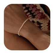 LOLIAS Braccialetti Perline Oro 14k per Donna Bracciale Oro Rosa/Argento Bracciale Perline Rotonde 4mm Bracciale Oro Donna Bracciale Ciondoli Bracciale Dell'amicizia Braccialetti Donna Regolabili