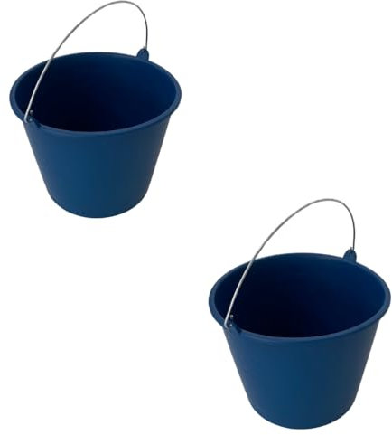KEROPPA Cubo de Goma 12 L, Pack 2 Uds, Con Asa Metálica, Para Limpieza, Transporte o Almacenamiento, Fabricado en España, Azul