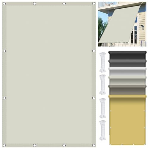 Sonnensegel Sonnenschutz Garten Balkon 1.6 x 6 m, Wasserdicht 98% UV Schutz Segeltuch Pergola inkl Befestigungsseile für Garten Terrasse, Elfenbein