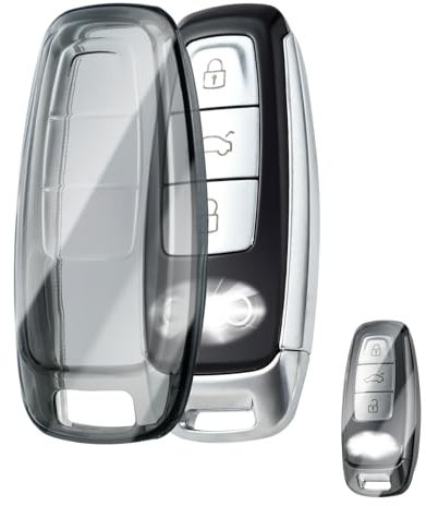 OFFCURVE Coque Cle Transparent Couvre Clé Cache Clef, Etui a Cles Étui à Clés Voiture pour Audi A1 A3 A4 A5 A6 A7 A8 Q1 Q3 Q5 Q7 Q8 S3 S4 S6 RS4 RS6 R8 TT TTS Seat Exeo 3R