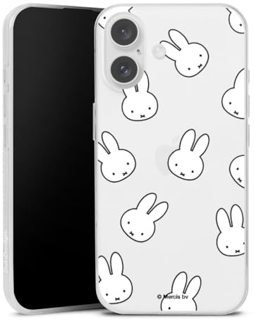 Slim Case kompatibel mit Apple iPhone 16 Silikon Handyhülle transparent Hülle extra dünn Miffy Muster transparent