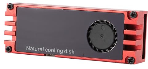 NVMe M.2 Cooling Fan, NVMe M.2 Heatsink Aluminum Cooler with Temperature Display, SSD Cooling Fan, High Performance Dual Thermal Pads, for M.2 NVMe 2280 SSD (Red)