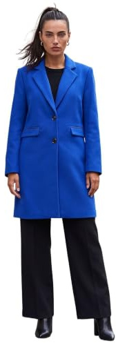 Roman Originals Tailored Single Breasted Coat for Women UK - Ladies Everyday Autumn Winter Comfy Soft Evening Vacation Work Party Night Out