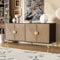 NIUAWASA Sideboard Wohnzimmer 160x40x75cm, Kommode mit 4 Türen Goldene Gebürstete Griffe und Hochglanz Tischbeine Komodenschrank