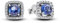 Pandora Timeless Funkelnder Quadratischer Blauer Strahlenkranz Ohrringe aus Sterling Silber mit Blauem Stein, 293551C01