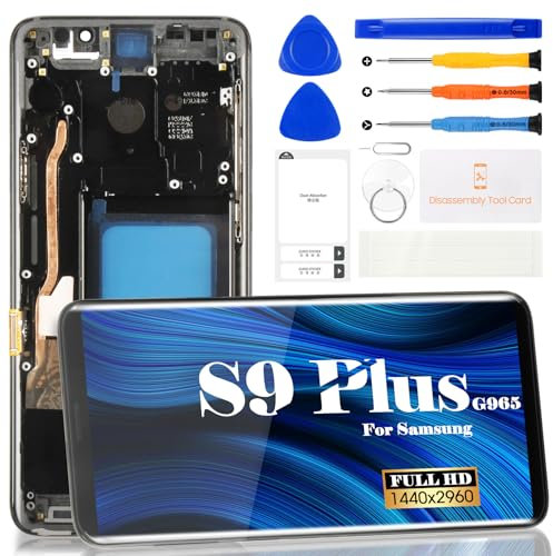 Écran TFT pour Samsung Galaxy S9 Plus SM-G965F, SM-G965U Digitizer Touch Sceen Assemblée Pièces de réparation avec cadre (noir)