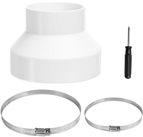 GTNCE Abluftschlauch Adapter 150mm auf 100mm, Rundrohr Adapter mit 2 Edelstahl Schlauchschellen, Reduzierverbinder Reduzierstück, Rohrverbinder für Lüftungssystem Lüftungskanal Lüftung Rundrohr