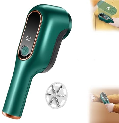 Quitapelusas Scrubbreeze, quitapelusas para suéteres, quitapelusas para Ropa, quitapelusas Recargable para Telas, afeitadora de Pelusas con Pantalla Digital Inteligente (Green)