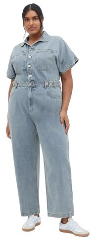 City Chic Women's Boiler Suit-Karsyn, Light Denim, 16