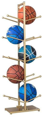 CWCQGH Support de Rangement pour Ballons de Sport, Support de Basket-Ball Extra Haut, doré, Double Largeur, Rangement pour Ballons de Garage pour la Maison et Le Bureau, organis