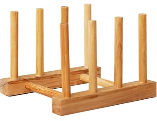 YUNXIASW Bamboo Wooden Dish Rack Dishes Drainboard Drying Drainer Storage Holder Stand Kitchen Cabinet Organizer for Dish,Plate,Bowl,Cup Pot,Lid,Book