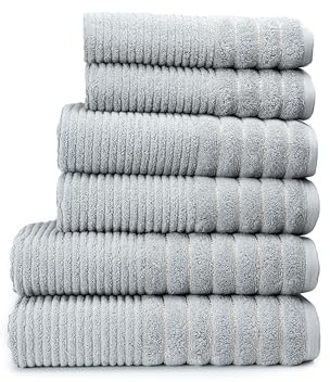 6-Pack Bath Towels - 100% Egyptian Cotton, 650 GSM - Ultra Soft, Highly Absorbent & Quick Dry - Luxury Bathroom Towels, Washable Bath Towels for Bath, Hotel & Gym (70x120 cm) - Silver