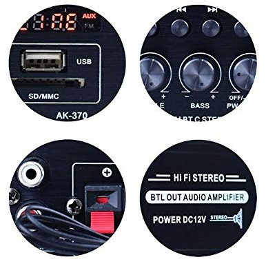 aqxreight Amplificatore Stereo 400 W per Casa e Auto con Radio FM e Telecomando (BLACK)
