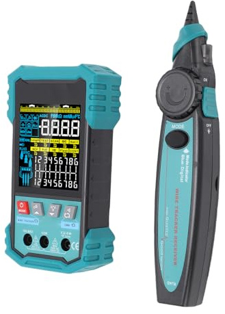 Asixxsix Netzwerkkabeltester, 1250 mAh, 400 m Kabelsucher mit Multimeter, PoE NCV, Port-Blinklicht, LED-Licht, Leitungssucher für Ethernet, Internet, Telefon, Lautsprecher