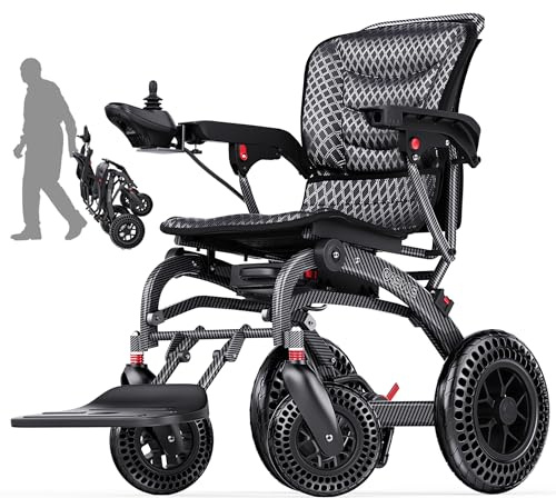 Easwe B20 Elektrischer Rollstuhl für Erwachsene Leicht mit Ergonomischem Sitz, 25/50 km Reichweite, 500W Motoren und 12Ah Akku, Elektrischer Rollstuhl Faltbar, Geländetauglich, Tragbar (12AH)
