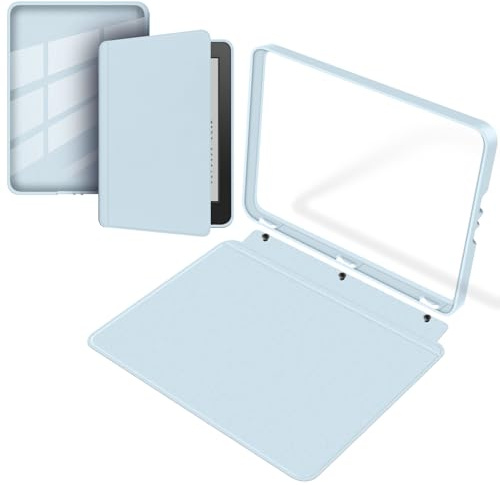 Custodia protettiva staccabile a portafoglio per Kindle Paperwhite da 6,8 pollici (11a generazione-2021), cover posteriore trasparente ultra trasparente, guscio luminoso, spegnimento e accensione