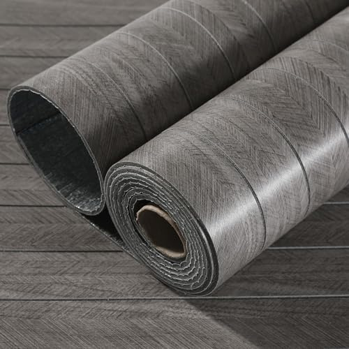 Anttyscar 5Roll Dark Grey Peel and Stick Wall Panels 3D Self Adhesive Wall Panels Wood Effect Wallpaper for Kitchen Bathroom Living Room Bedroom, 3mm Thick Sound Insulation, 300x40CM A