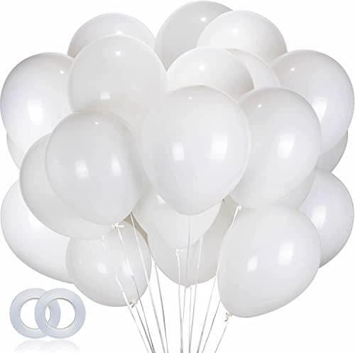 CARPETA 100 Luftballons in * Weiss * zur Dekoration bei Geburtstag, Party und Jubiläum | Kinder Kindergeburtstag Deko Mottoparty Balloons White Ballons