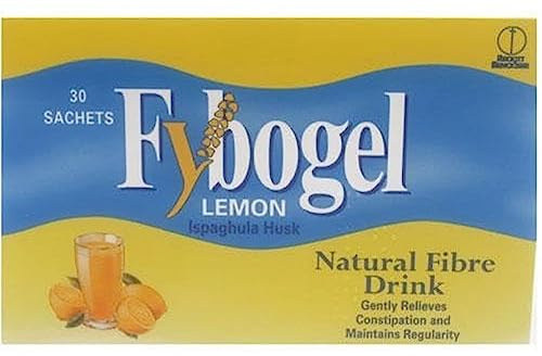 Fybogel Hi-Fiber Lemon Sachets for Constipation Relief, 30 Pack - Natural Digestive Support, Gentle Bowel Movement Aid, Easy-to-Use Fiber Supplement, Refreshing Citrus Flavor