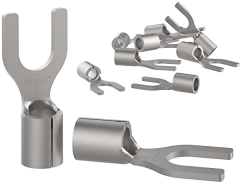 AUPROTEC 100x Connettore a Forcella 4-6 mm² foro Ø M6 SNB Capicorda nudi Connettori a Forchetta Rame Stagnato non isolato Terminali Crimp per Cavi Fili Elettrici