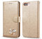 QLTYPRI iPhone SE 2022 5G/iPhone SE 2020/iPhone 8/iPhone 7 Hülle, Glitzer Handyhülle PU Ledertasche TPU Etui Handschlaufe Kartenfach mit Eingelegten Liebe Herz Diamond Flip Schutzhülle 2020 - Gold