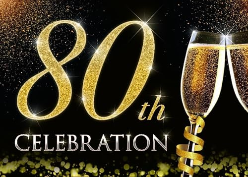 A6 CARDS - Birthday Party Invitations Invites Anniversary Celebration with Envelopes (80th Celebration) (Pack of 48)