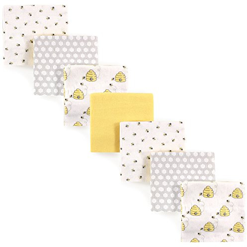 Hudson Baby Unisex Baby Cotton Flannel Receiving Blankets Bundle, Bee, One Size