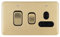 Schneider Electric Lisse Screwless Deco - Single Cooker Control Unit with Socket, Double Pole with Neon Indicator, 45 A, GGBL4001BSB, Satin Brass with Black Insert