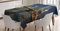 ABAKUHAUS New York Tischdecke, Brooklyn Brücke, Schmutzabweisent mit Modernster Druck Technologie Waschbar Klare Farben, 140 x 170 cm, Dunkelblau Gelb