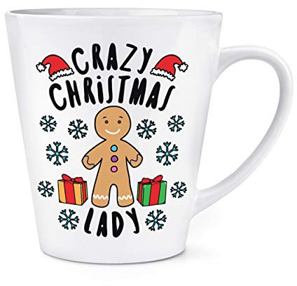 Crazy Christmas Lady Snowflakes 12oz Latte Mug Cup