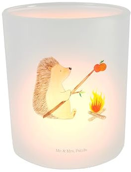 Mr. & Mrs. Panda Windlicht Igel Grillen - Geschenk, Teelichthalter, arbeitslos, Windlicht Glas, lustige Sprüche, Tiere, Teelichtglas, Windlicht Zur