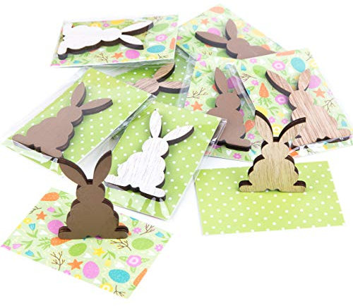 Logbuch-Verlag 10 kleine Ostergeschenke Osterhasen mit Karte Ostern Geschenk Kleinigkeit für Kunden & Mitarbeiter 8,5 x 5,5 cm