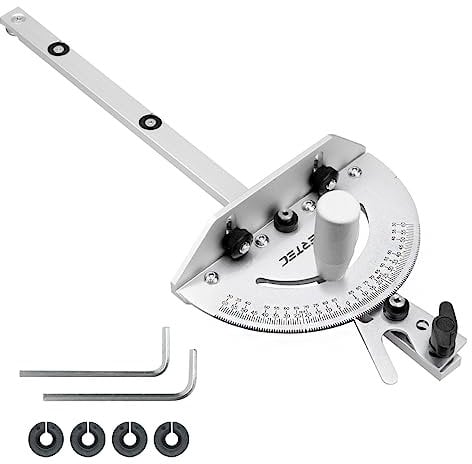POWERTEC 71143 Deluxe Miter Gauge for Table Saw | Miter Guide with 120 Angle Stops