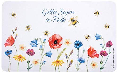 Frühstücksbrettchen Gottes Segen in Fülle mit bunten Blumen Vintage Frühstücksbrett